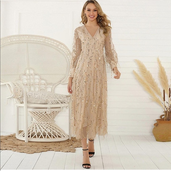 size X-Large champagne sequins dress - Picture 2 of 7